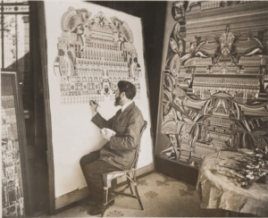Lesage peignant en public à l’Institut Métapsychique, Paris, 1927