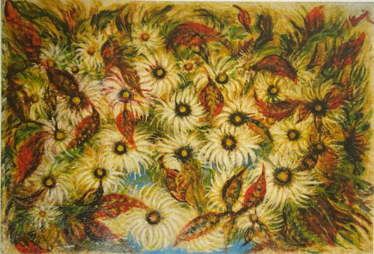 Marguerites aux feuilles rouges