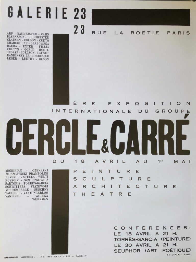 Affiche de l'exposition Cercle & Carré, Galerie 23, Paris, 1930