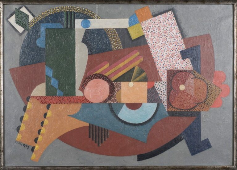 Auguste Herbin, Composition au losange vert sur carré blanc, 1917, Huile sur toile, 46 X 64,5 cm