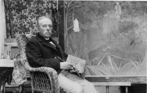 Henri Rousseau dans son atelier devant la "Charmeuse de Serpents", Paris 1907