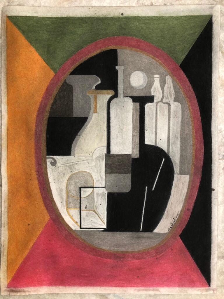 Composition dans un ovale, 1928, Pastels sur papier, 40 X 30 cm