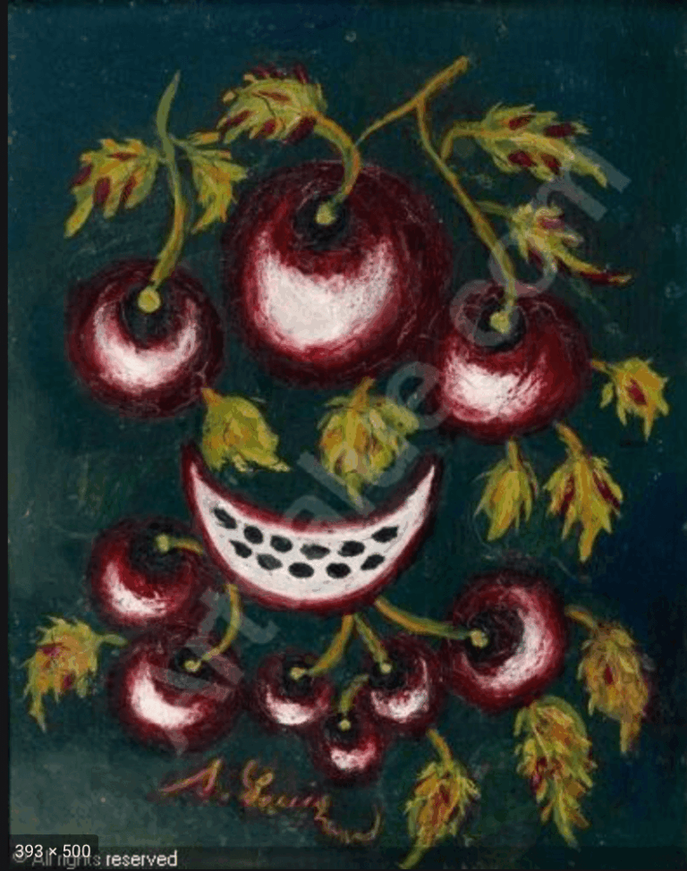 Nature morte aux cerises, circa 1923-1925 - Huile sur bois, 35 X 26,5 cm