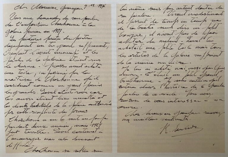 Lettre de René Mendès-France à Pierre Guénégan concernant Charchoune, déc 1976