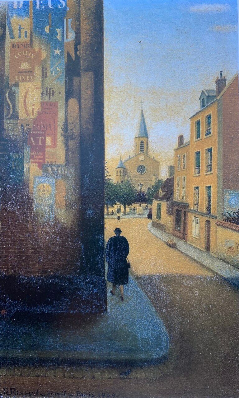 Petit paysage aux affiches, 1969, Huile sur panneau, 30 X 19,3 cm©Collection Pierre Guénégan
