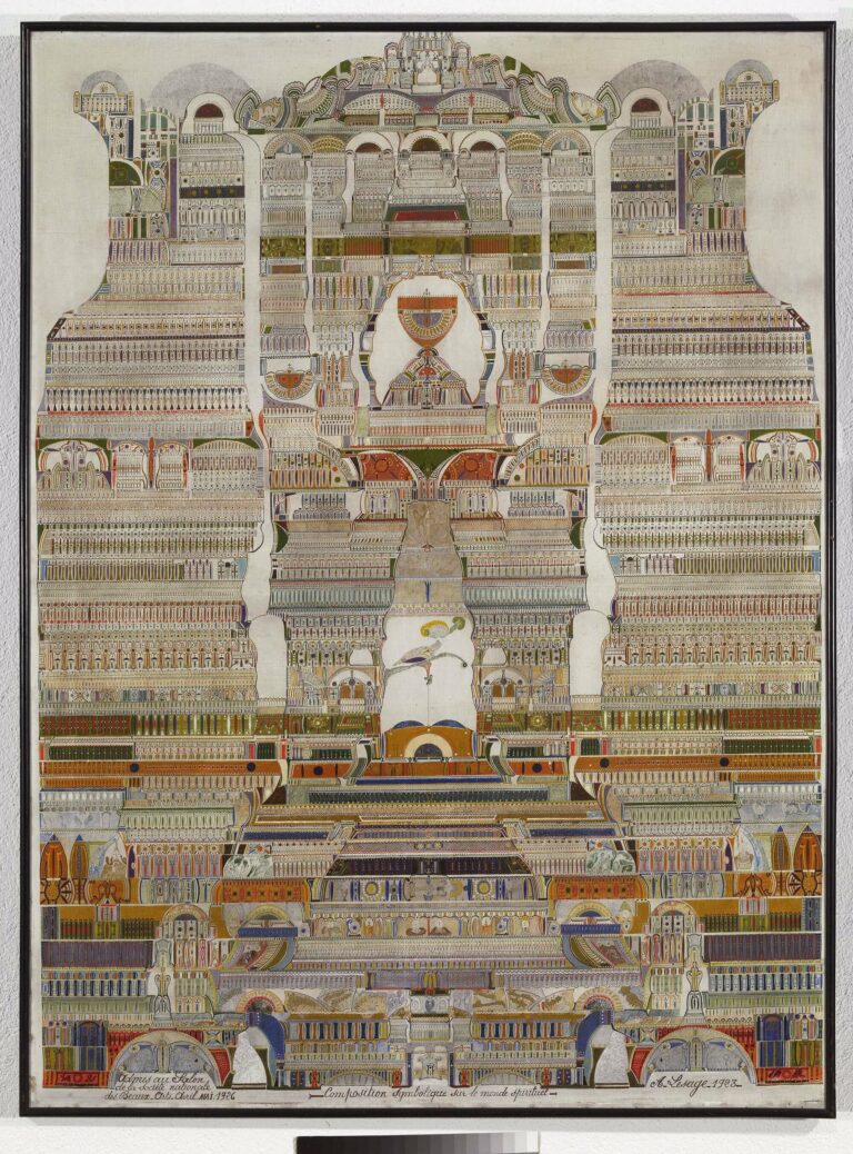 Composition symbolique sur le monde spirituel, 1923, 
158,5 X 117 cm, n° inv cab-1109
Collection de l'art, brut, Lausanne ©Bornand