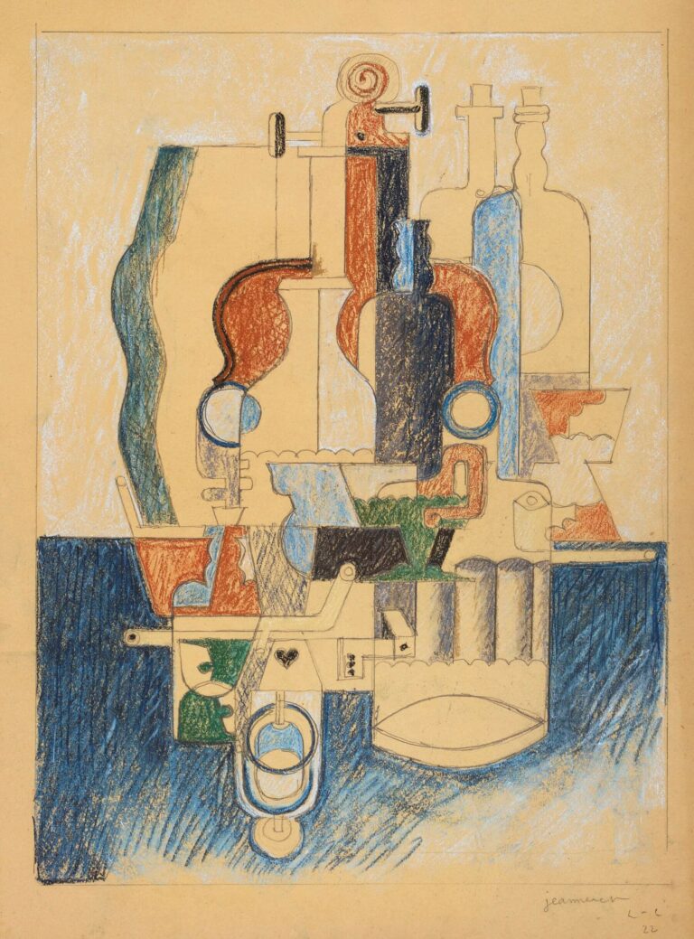 Charles-Edouard Jeanneret,  Composition puriste, 1922, 50 X 70 cmPastel, craie, crayon de couleur. Collection particulière européenne