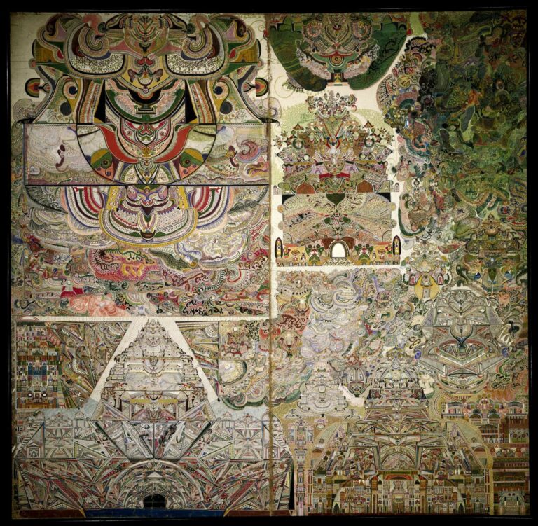 Augustin Lesage, "sans titre", circa 1912, 300 X 300 cm. n° inv cab-1327Sa première toile. Collection de l'Art Brut, Lausanne, ©Bornand