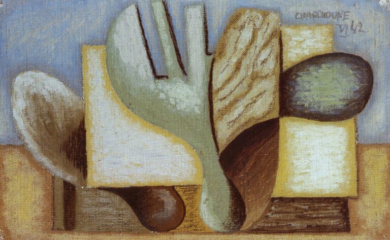 Composition en gris et bleu, 1947, 14,5 X 23 cm, Succession Masurel