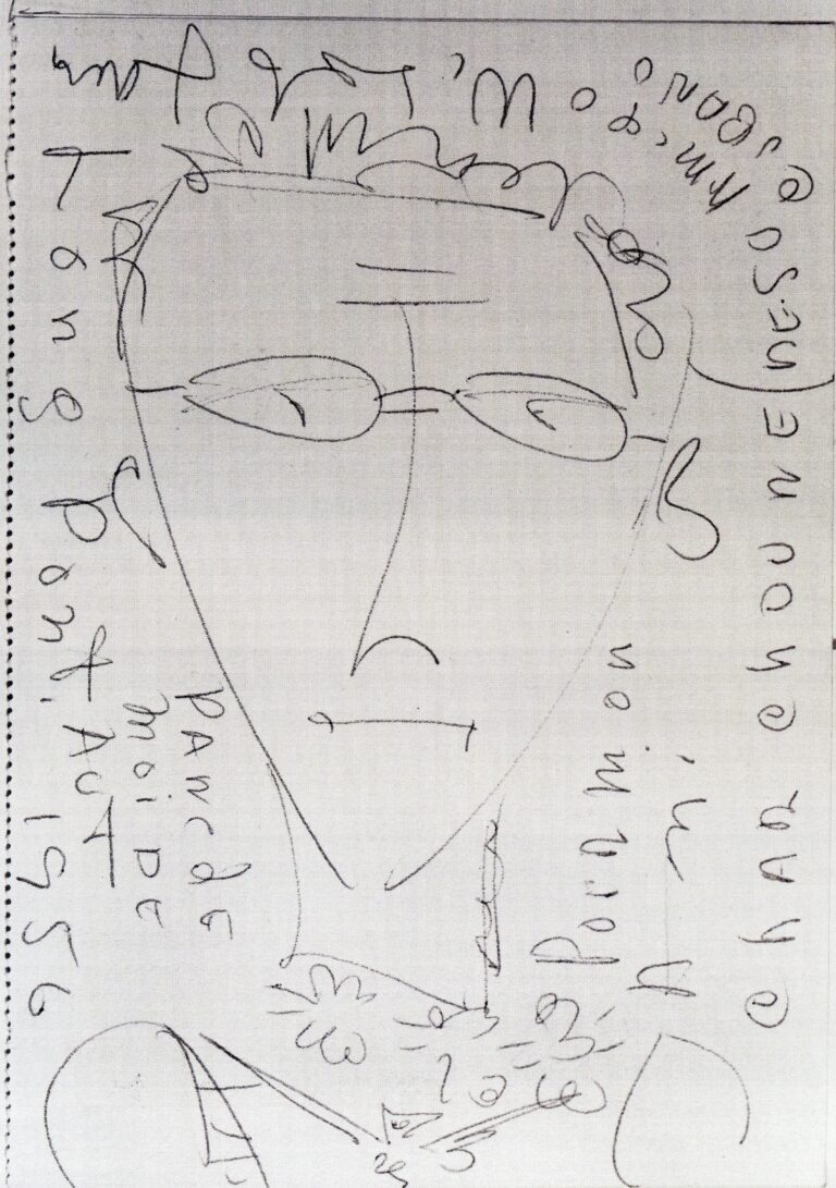 Portrait de Charchoune par Wifredo Lam, 1956, Dessin à la mine de plomb, Collection Centre Pompidou, Paris
